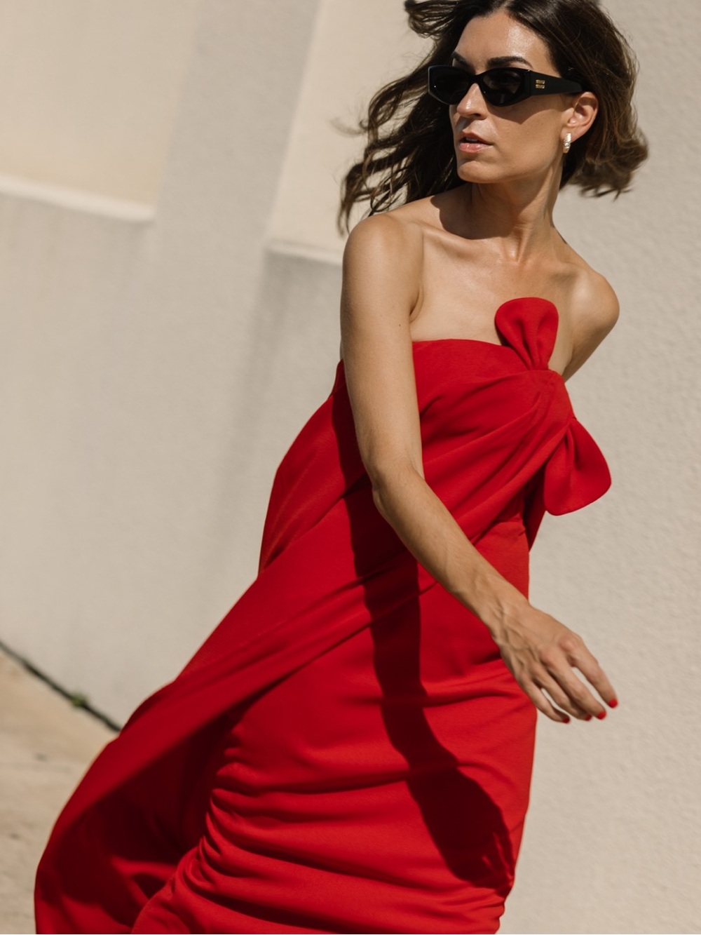 Antonio Melani X Liz Damrich Radzwill Rouge Crepe Strapless Bow Maxi Dress SZ 2